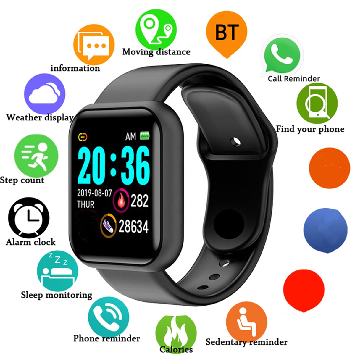 Health Wellness Bracelet - Homens relógios inteligentes tela colorida bluetooth