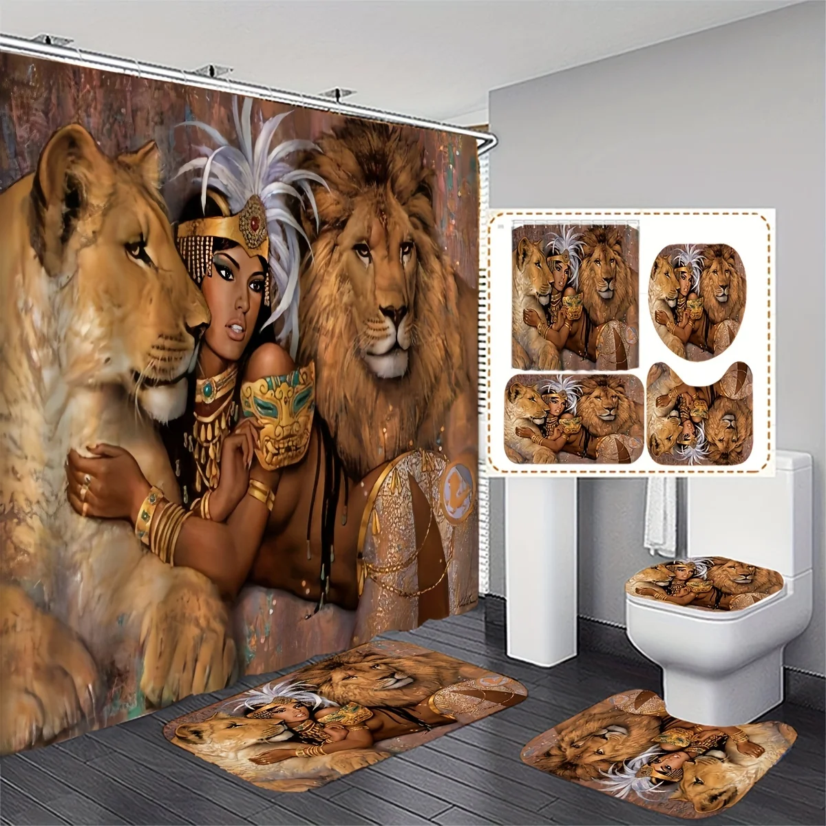 Bamboo Bath Mat - Conjunto de Banheiro Regal Royal Lion